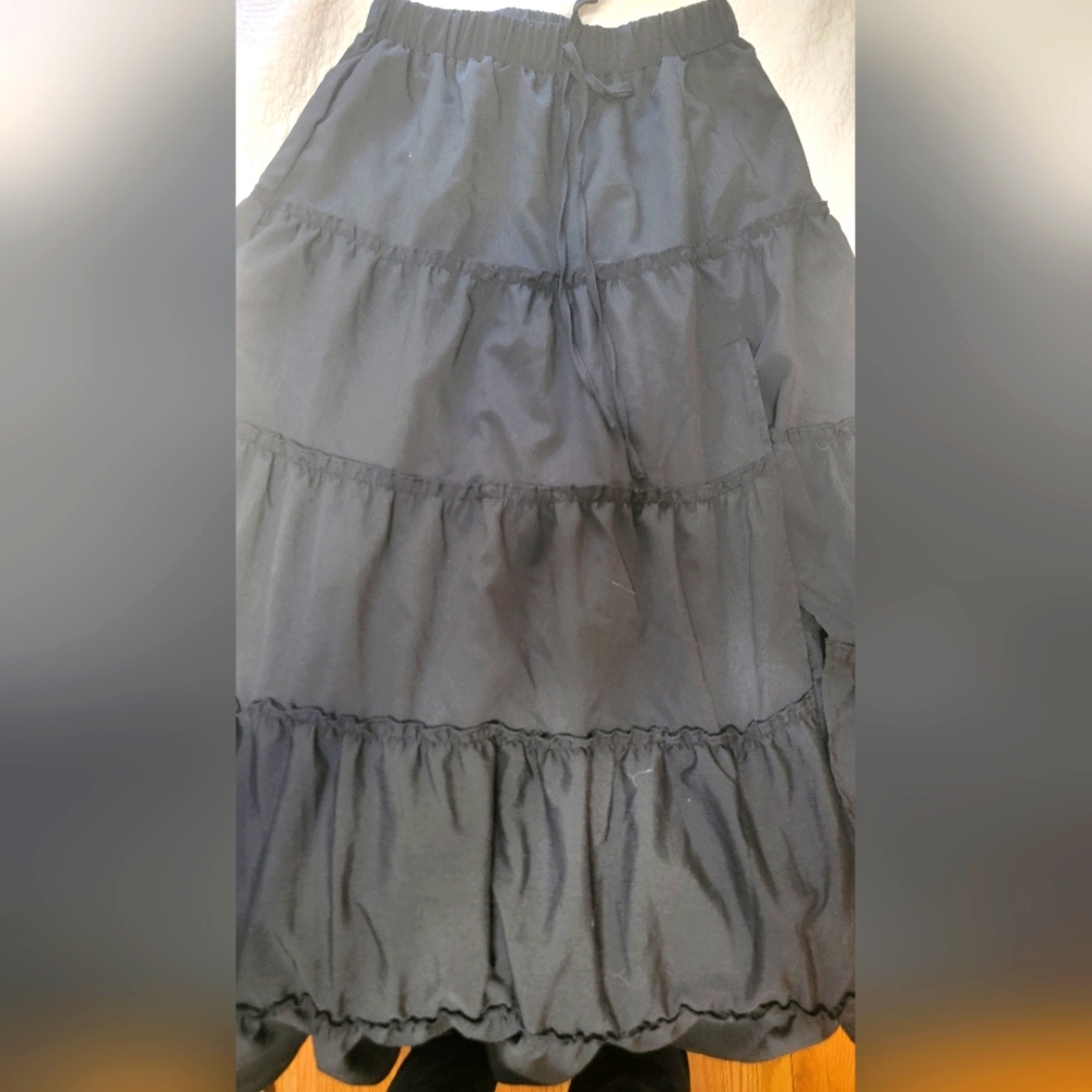SHEIN Black Tiered Maxi Skirt Casual